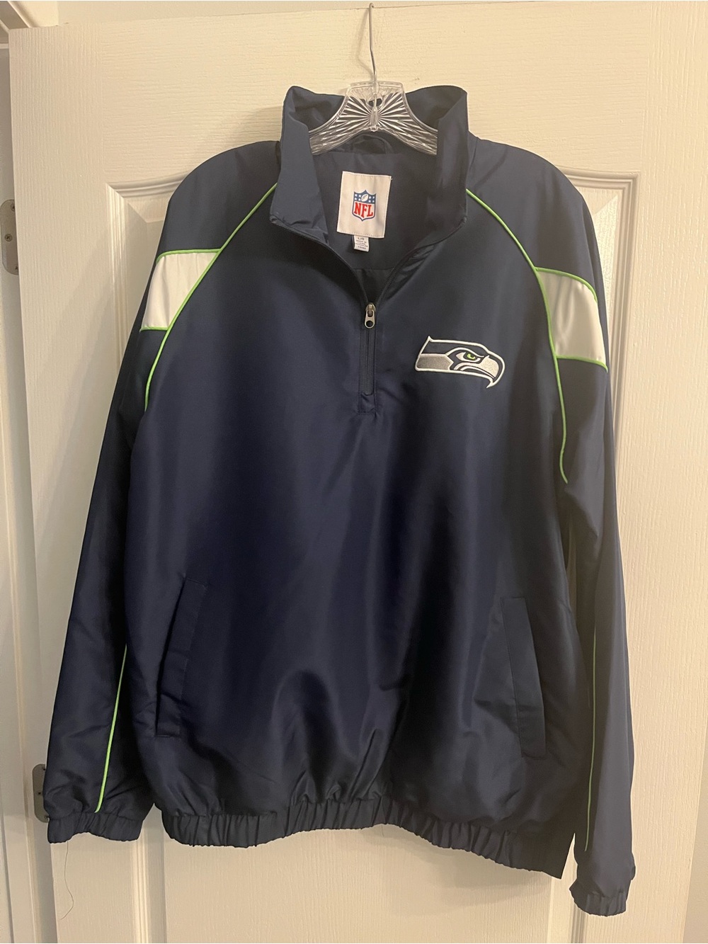 NFL Seattle Seahawks Navy Pullover with White and Neon Green Accents